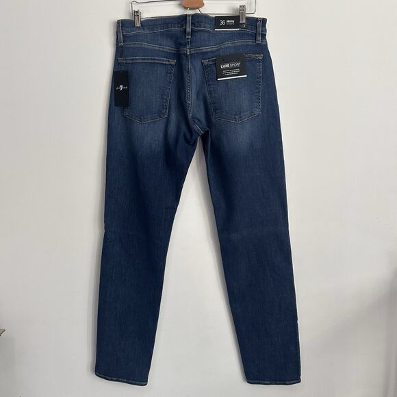7 For All Mankind Jeans 36 x 34 Mens Slimmy Slim Straight Leg Luxe Sport NEW - Picture 9 of 10
